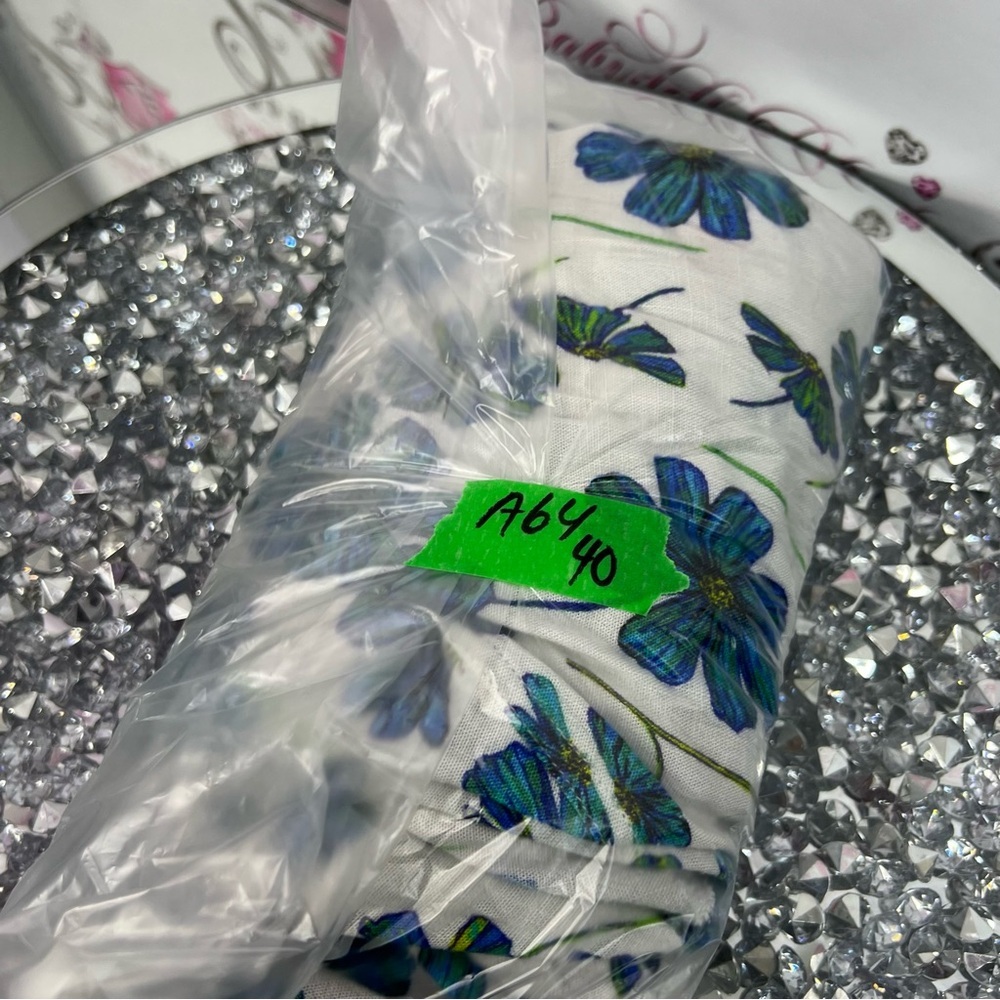 Blue Sky tank top linen and bamboo Floral Button-Up Blouse - Blue and White - Picture 12 of 12